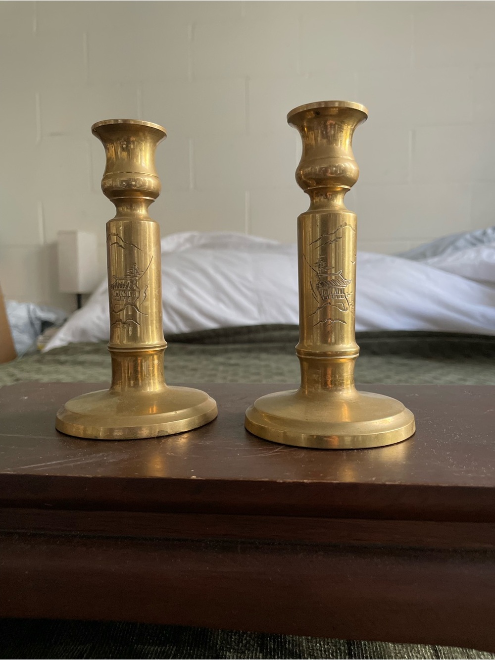 Vintage Brass Candlestick Pair - Gold Tone